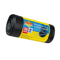 Мешки для мусора 240 л, черные, в рулоне 10 шт., ПНД 40 мкм, 1250х1000 мм, Крепак, 4607075710153 в Ноябрьске