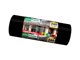 Мешки для мусора 240 л, ароматизированные, черные, в рулоне 10 шт., ПВД 45 мкм, 1300х930 мм, PREMIUM+, 24010830 в Ноябрьске