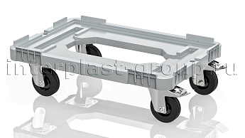 Тележка пластиковая с отверстием 2 колеса с тормозом серая в Ноябрьске