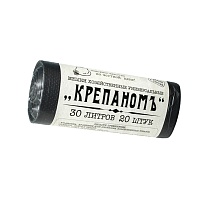 Мешки для мусора 30 л, черные, в рулоне 20 шт., ПНД, 7 мкм, 560х440 мм, Крепаномъ, 4607075710580 в Ноябрьске
