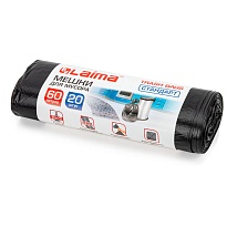 Мешки для мусора 60 л, черные, в рулоне 20 шт., ПНД, 10 мкм, 700х600 мм, LAIMA, 601381 в Ноябрьске