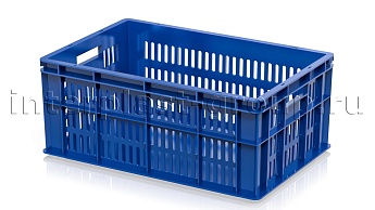Ящик для молока, мяса, овощей и фруктов большая перфорация дно сплошное синий в Ноябрьске
