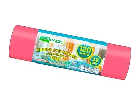 Мешки для мусора 120 л, с завязками, красные, в рулоне 10 шт., ПНД, 15 мкм, 800х750 мм, VIP, Z12010red в Ноябрьске