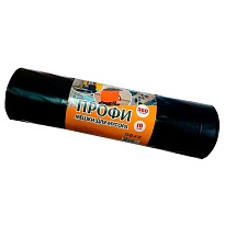 Мешки для мусора 360 л, черные, в рулоне 10 шт., ПВД 65 мкм, 1400х1100 мм, Концепция Быта Профи, 603736 в Ноябрьске