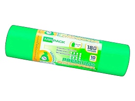 Мешки для мусора 180 л, ароматизированные, зеленые, в рулоне 10 шт., ПВД, 35 мкм, 1100х930 мм, PREMIUM+, 180105301 в Ноябрьске