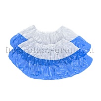 Бахилы бело-синие 1000 шт (500 пар), 48 мкм, двойная подошва, с одной резинкой, Эконом+ в Ноябрьске