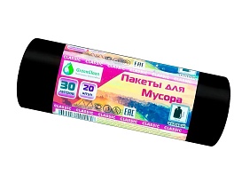 Мешки для мусора 30 л, черные, в рулоне 20 шт., ПНД, 7 мкм, 600х500 мм, MIRPACK Classik, 302040 в Ноябрьске