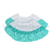 Бахилы бело-бирюзовые 1000 шт (500 пар), 48 мкм, двойная подошва, с одной резинкой, Эконом+ в Ноябрьске