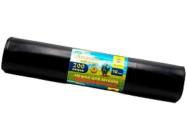 Мешки для мусора 200 л, ароматизированные, черные, в рулоне 10 шт., ПВД, 100 мкм, 1200х800 мм, Добрыня, Dob20010black в Ноябрьске
