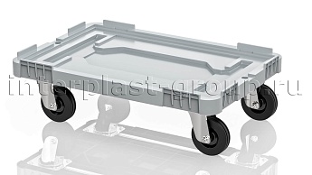Тележка пластиковая сплошная без тормозов усиленная серая в Ноябрьске Тележка пластиковая сплошная без тормозов усиленная серая в Ноябрьске