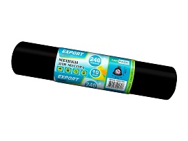 Мешки для мусора 240 л, черные, в рулоне 10 шт., ПВД 80 мкм, 1300х930 мм, EXPORT, exp 24010167 в Ноябрьске