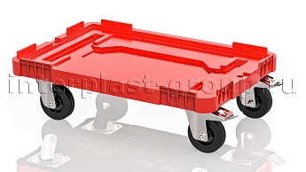 Тележка пластиковая сплошная 2 колеса с тормозом красная в Ноябрьске