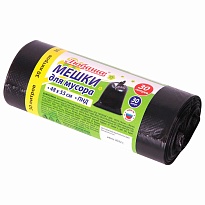 Мешки для мусора 30 л, черные, в рулоне 30 шт., ПНД, 7 мкм, 550х480 мм, Любаша, 608089 в Ноябрьске