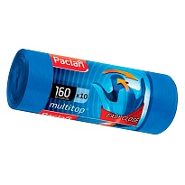 Мешки для мусора 160 л, с ушками, синие, в рулоне 10 шт., ПВД, 30 мкм, 1250х900 мм, PACLAN Multitop, 604064 в Ноябрьске