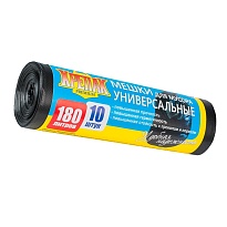 Мешки для мусора 180 л, черные, в рулоне 10 шт., ПНД, 20 мкм, 1150х800 мм, Крепак, 4607075710481 в Ноябрьске Мешки для мусора 180 л, черные, в рулоне 10 шт., ПНД, 20 мкм, 1150х800 мм, Крепак, 4607075710481 в Ноябрьске