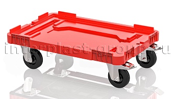 Тележка пластиковая сплошная 2 колеса с тормозом усиленная красная в Ноябрьске Тележка пластиковая сплошная 2 колеса с тормозом усиленная красная в Ноябрьске