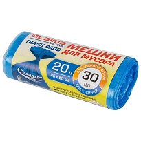 Мешки для мусора 20 л, синие, в рулоне 30 шт., ПНД, 8 мкм, 500х450 мм, LAIMA, 607682 в Ноябрьске