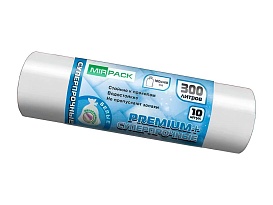 Мешки для мусора 300 л, белые, в рулоне 10 шт., ПВД 70 мкм, 1400х1000 мм, PREMIUM+, 300101602 в Ноябрьске