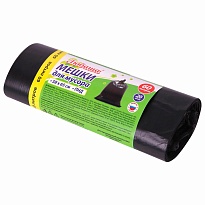 ММешки для мусора 60 л, черные, в рулоне 20 шт., ПНД, 8 мкм, 650х580 мм, Любаша, 608092 в Ноябрьске