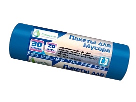 Мешки для мусора 30 л, синие, в рулоне 20 шт., ПНД, 7 мкм, 600х500 мм, MIRPACK Classik, 302041 в Ноябрьске