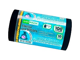 Мешки для мусора 100 л, черные, в рулоне 10 шт., ПВД, 70 мкм, 1000х600 мм, PREMIUM+, 1001076 в Ноябрьске