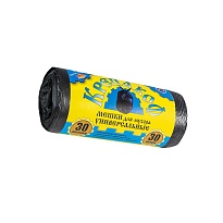 Мешки для мусора 30 л, с ушками, черные, в рулоне 30 шт., ПНД, 8 мкм, 580х460 мм, Крепакоф, 4607075710238 в Ноябрьске