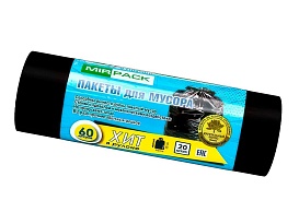 Мешки для мусора 60 л, ароматизированные, черные, в рулоне 20 шт., ПНД, 8 мкм, 800х600 мм, ХИТ, 6020867 в Ноябрьске