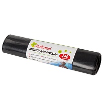 Мешки для мусора 240 л, черные, в рулоне 5 шт., ПВД 30 мкм, 1300х900 мм, Любаша, 605338 в Ноябрьске