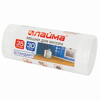 Мешки для мусора 35 л, белые, в рулоне 30 шт., ПНД, 6 мкм, 550х480 мм, LAIMA, 605538 в Ноябрьске