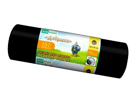 Мешки для мусора 180 л, ароматизированные, черные, в рулоне 10 шт., ПВД, 100 мкм, 1100х930 мм, Добрыня, Dob18010black в Ноябрьске
